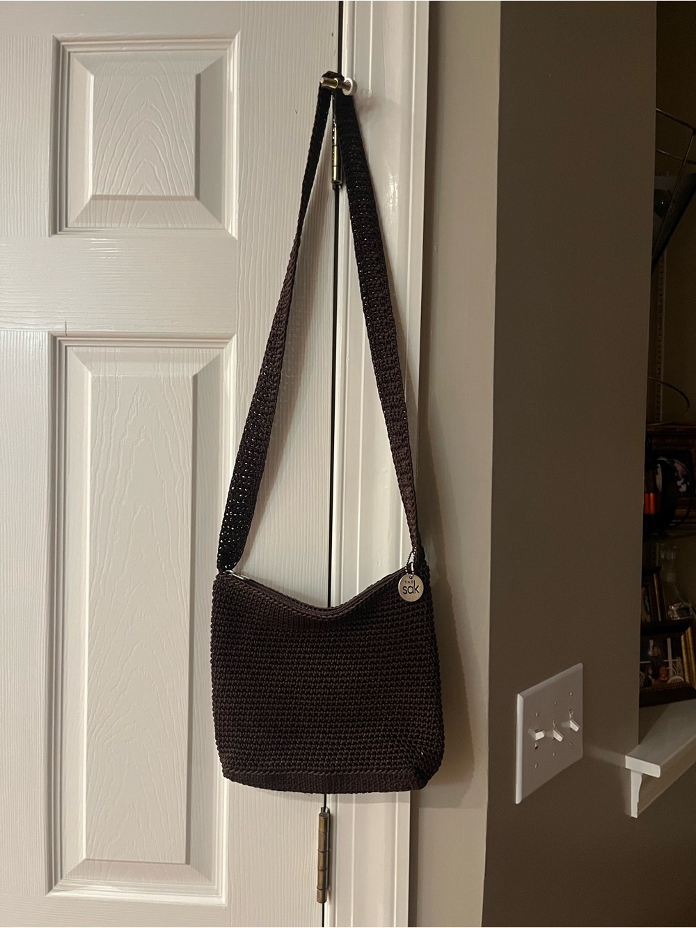 The Sak Dark Brown Crochet Shoulder Bag